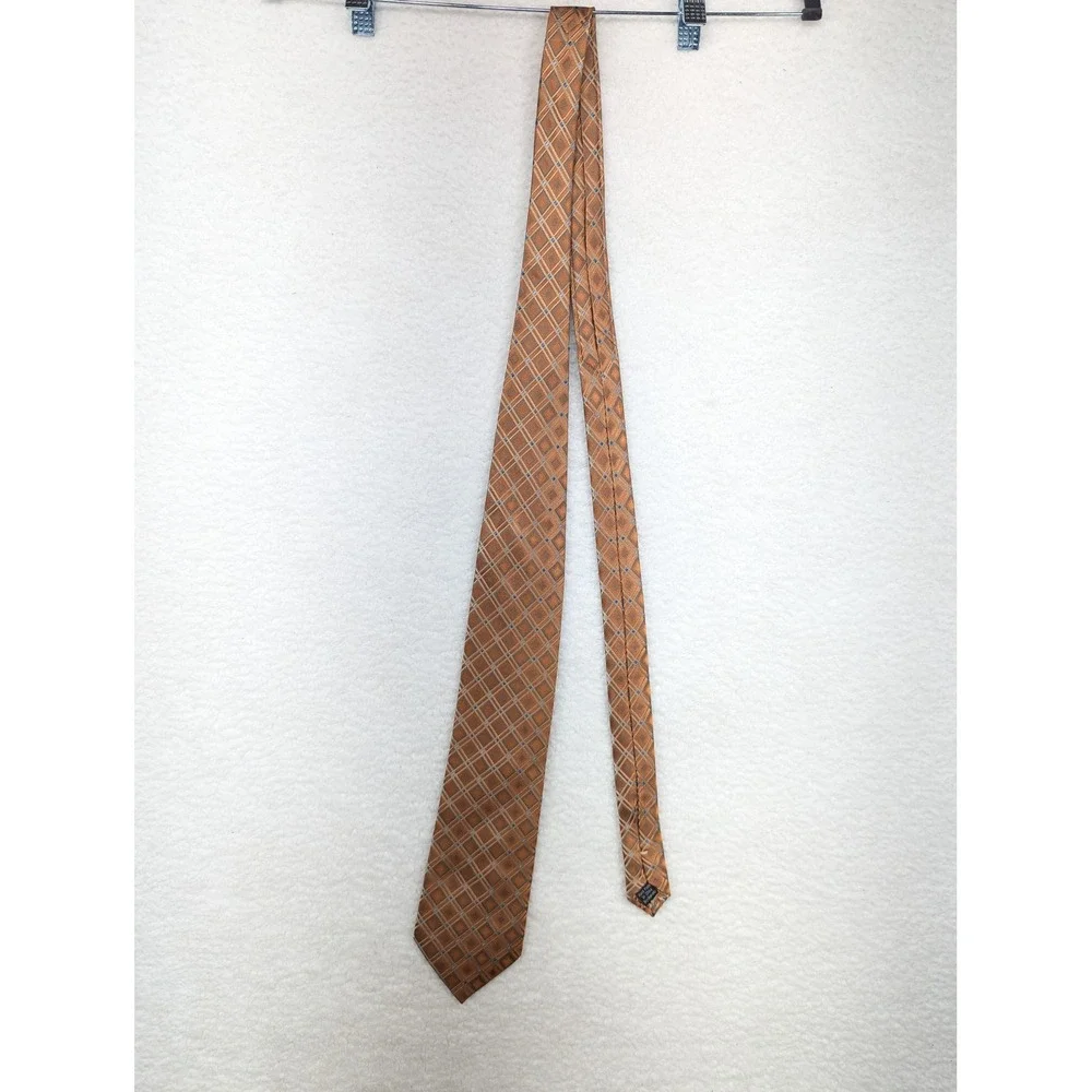 Pronto Uomo Men's Necktie Brown‎ Plaid Silk Business Formal Career 63